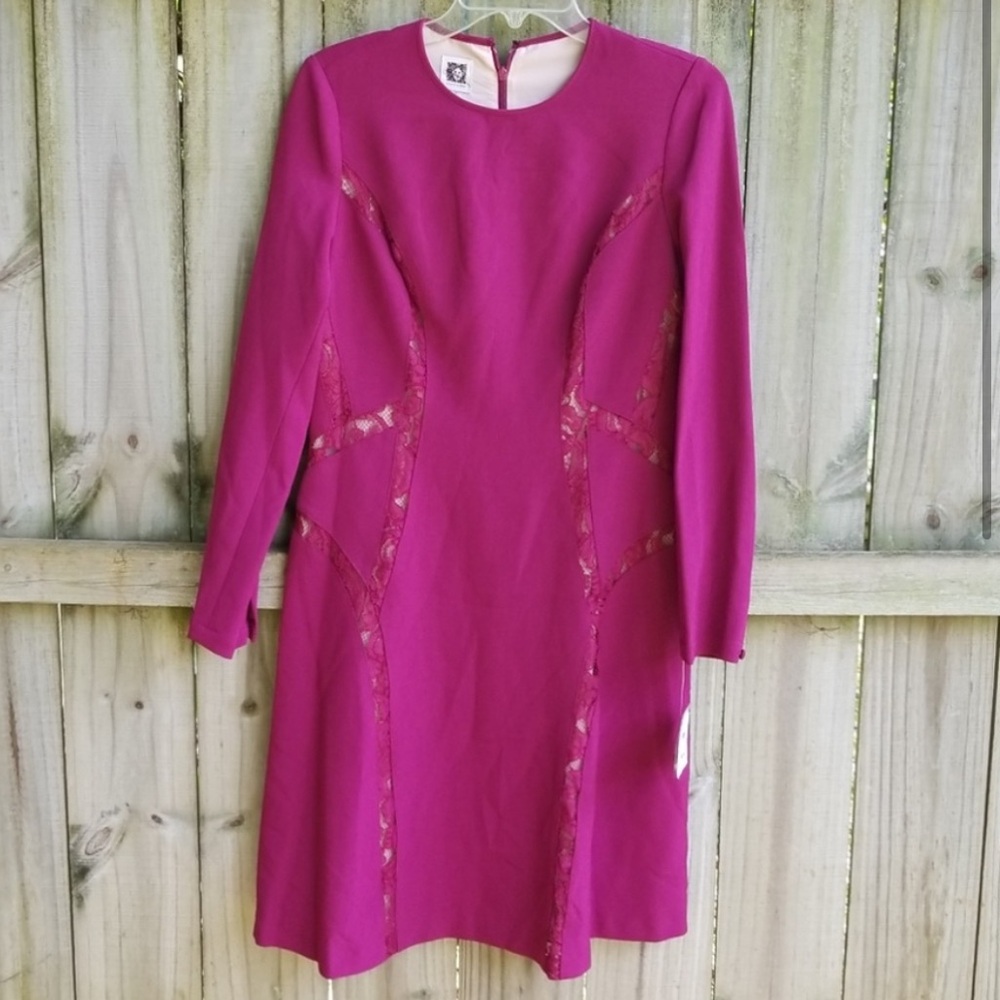 Anne Klein Maroon Lace Dress with Cream Lining Size 6